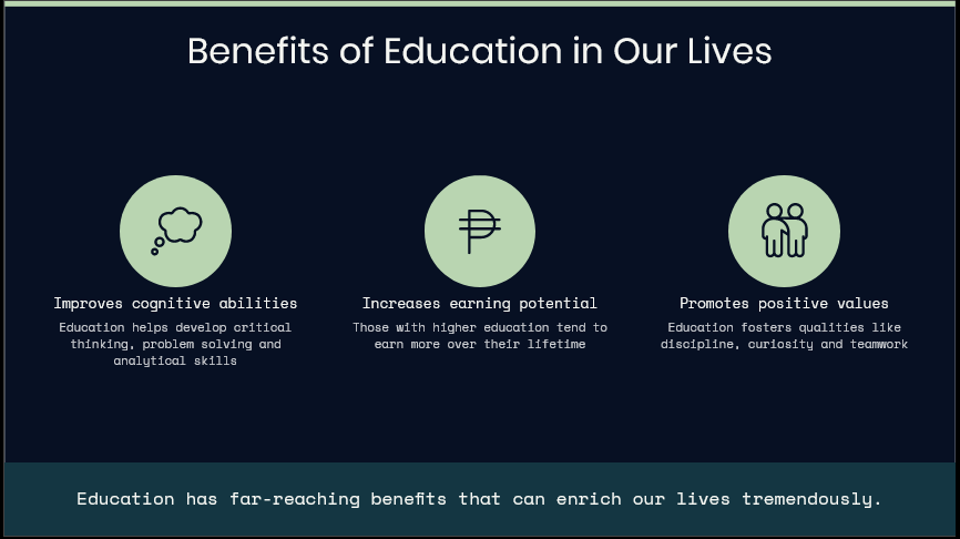 Importance of Education in Our Lives slides pdf - the Benefits of Education in our life slides